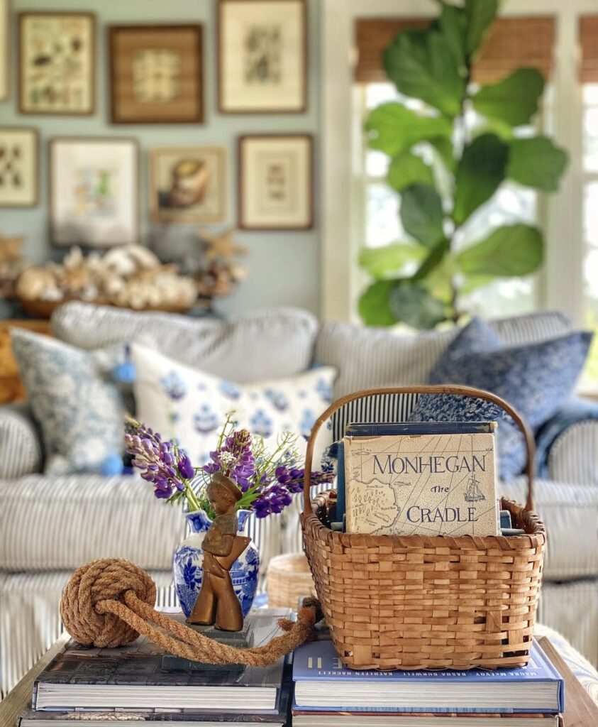 A farmhouse coffee table.