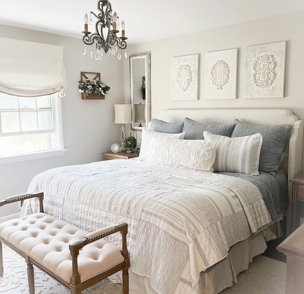 A French country bedroom.