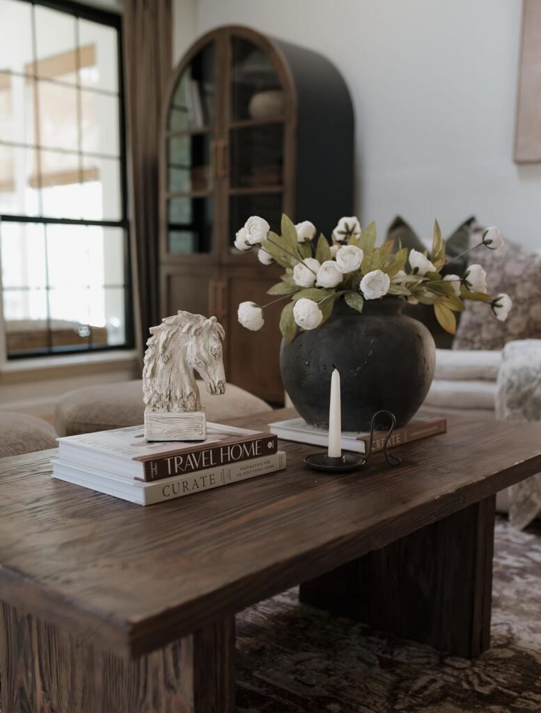 A farmhouse coffee table.