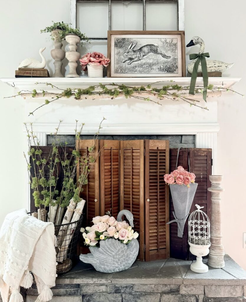 An Easter mantel decor.