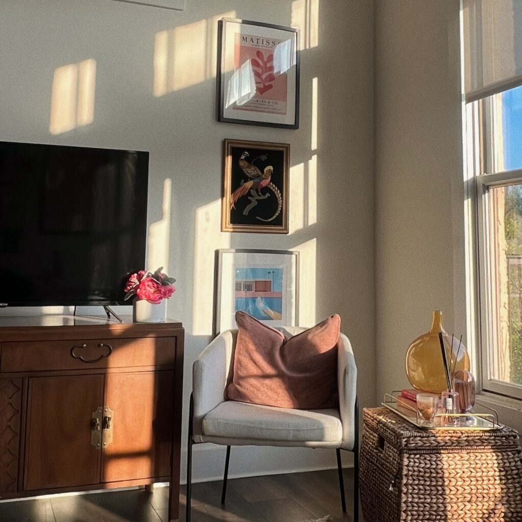 A TV in a living room.