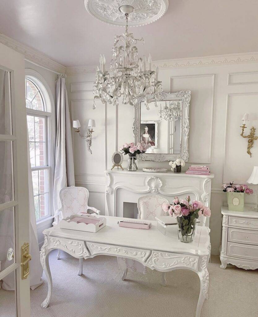 A French country mantel decor.