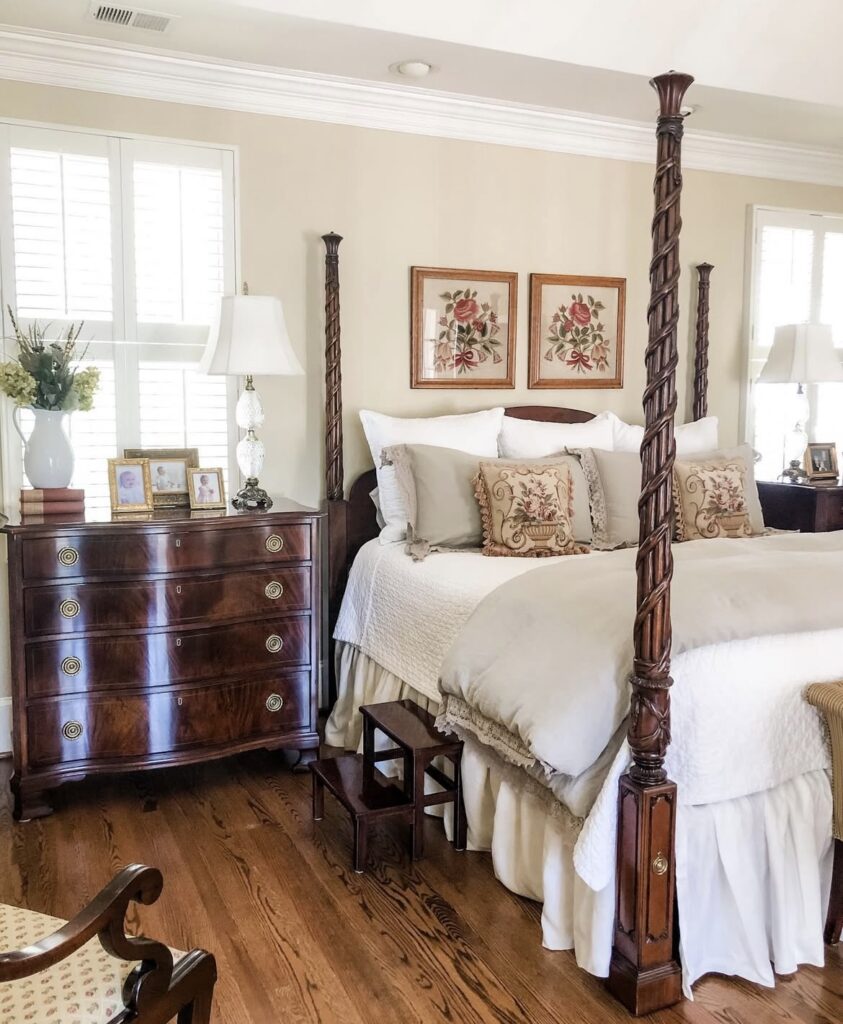 A French country bedroom.