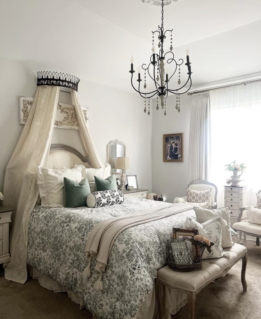A French country bedroom.