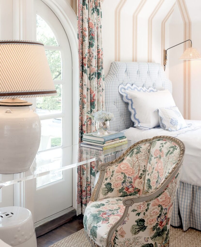 A French country bedroom.