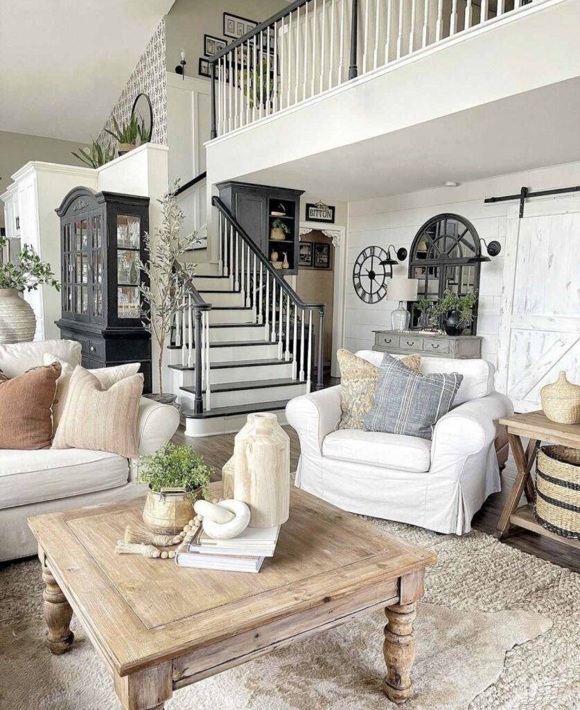 A farmhouse living room.