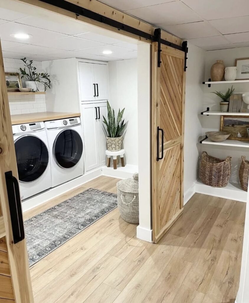 A farmhouse laundry room.