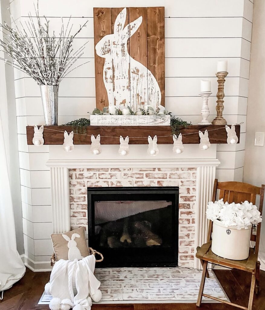 An Easter mantel decor.