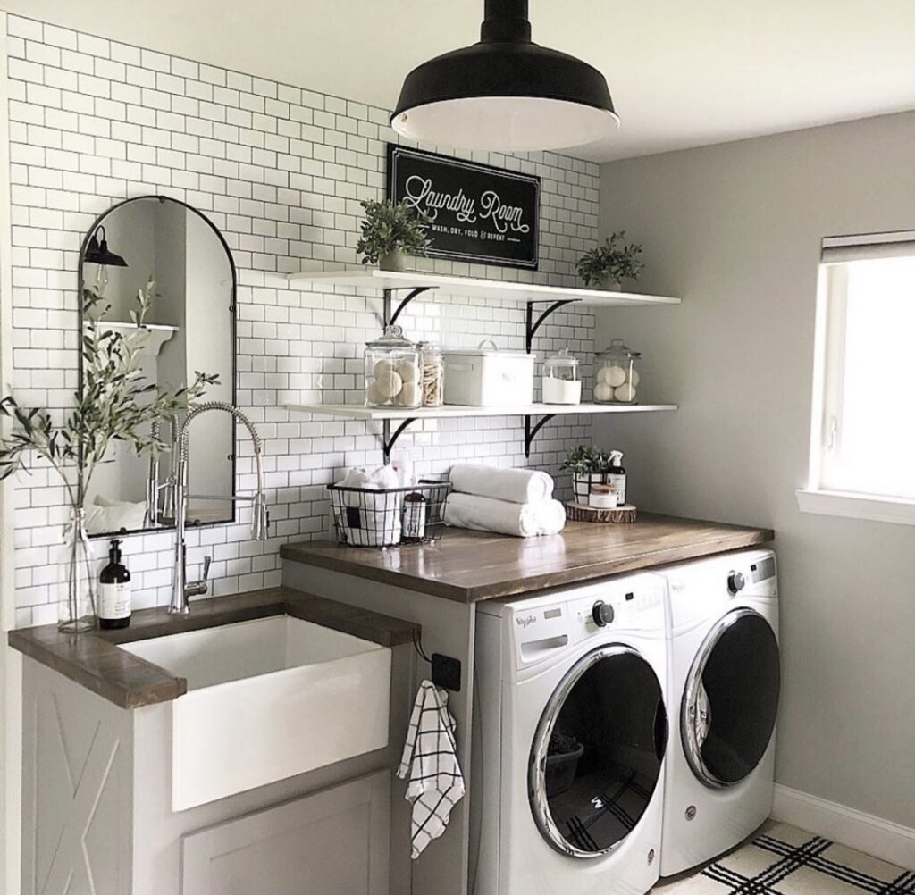 A farmhouse laundry room.