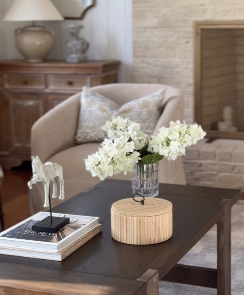A farmhouse coffee table.