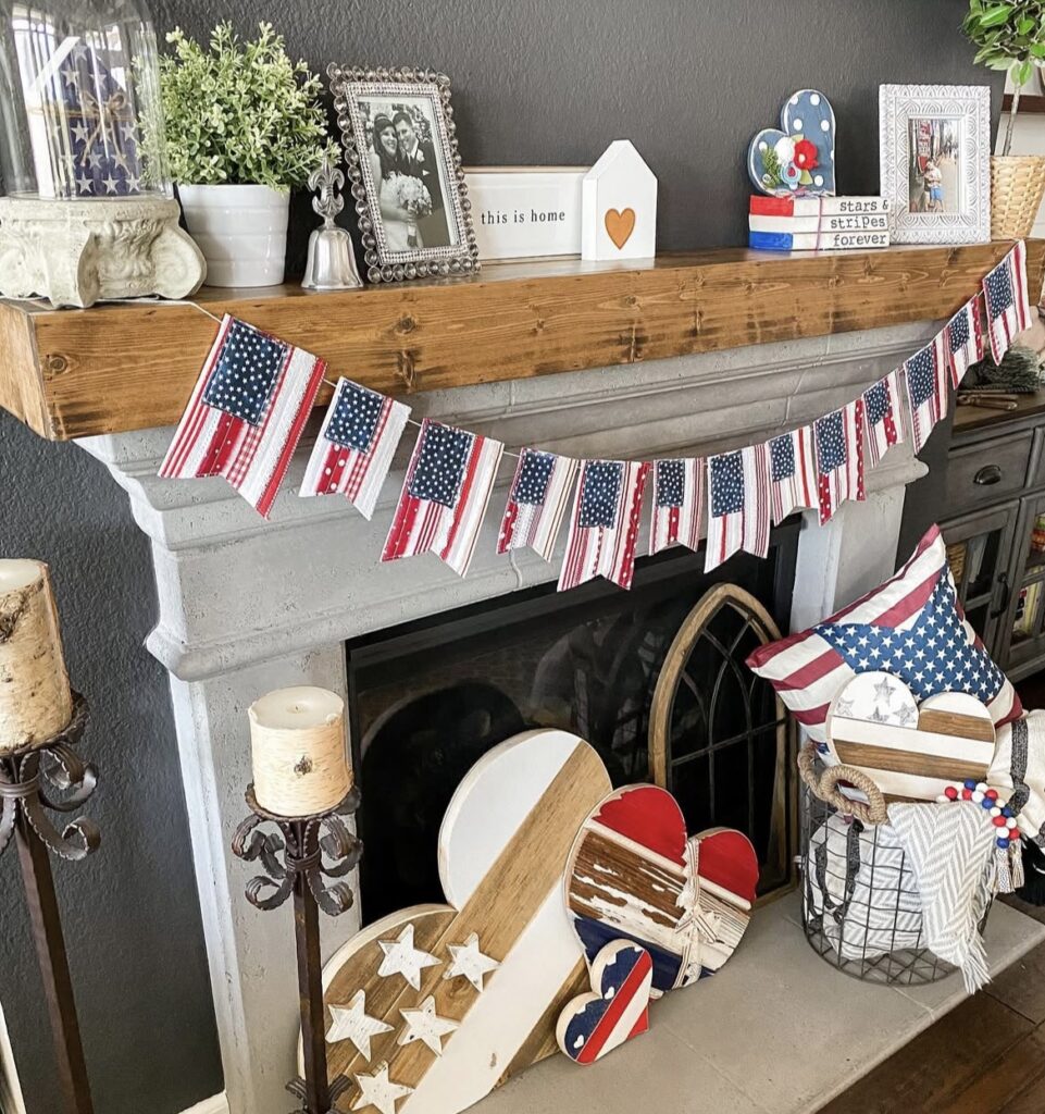 A 4th of July mantel decor.