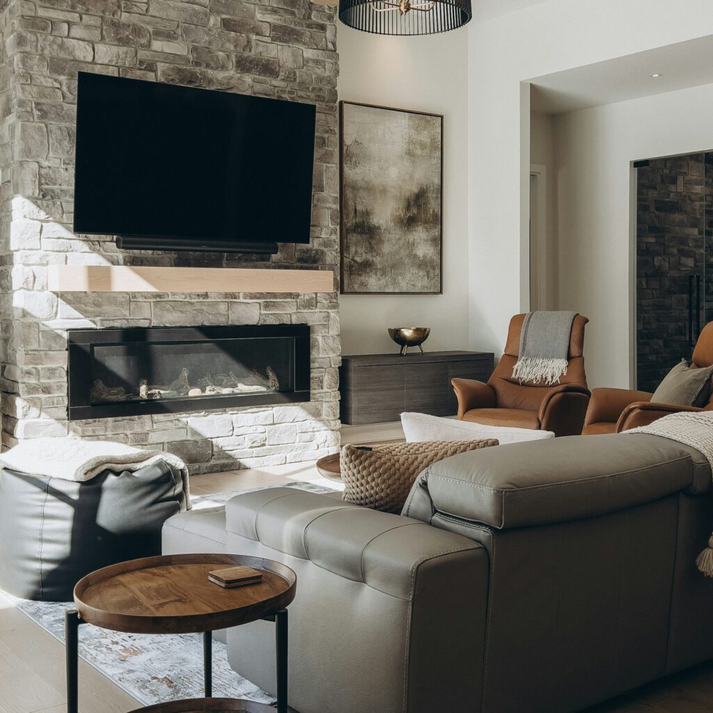 A TV in a living room.