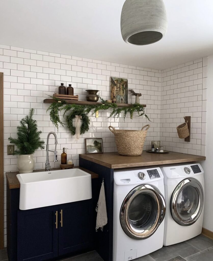 A farmhouse laundry room.