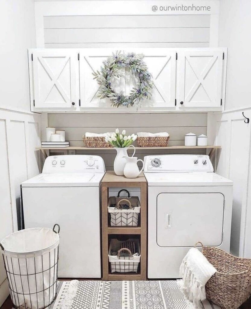 A farmhouse laundry room.