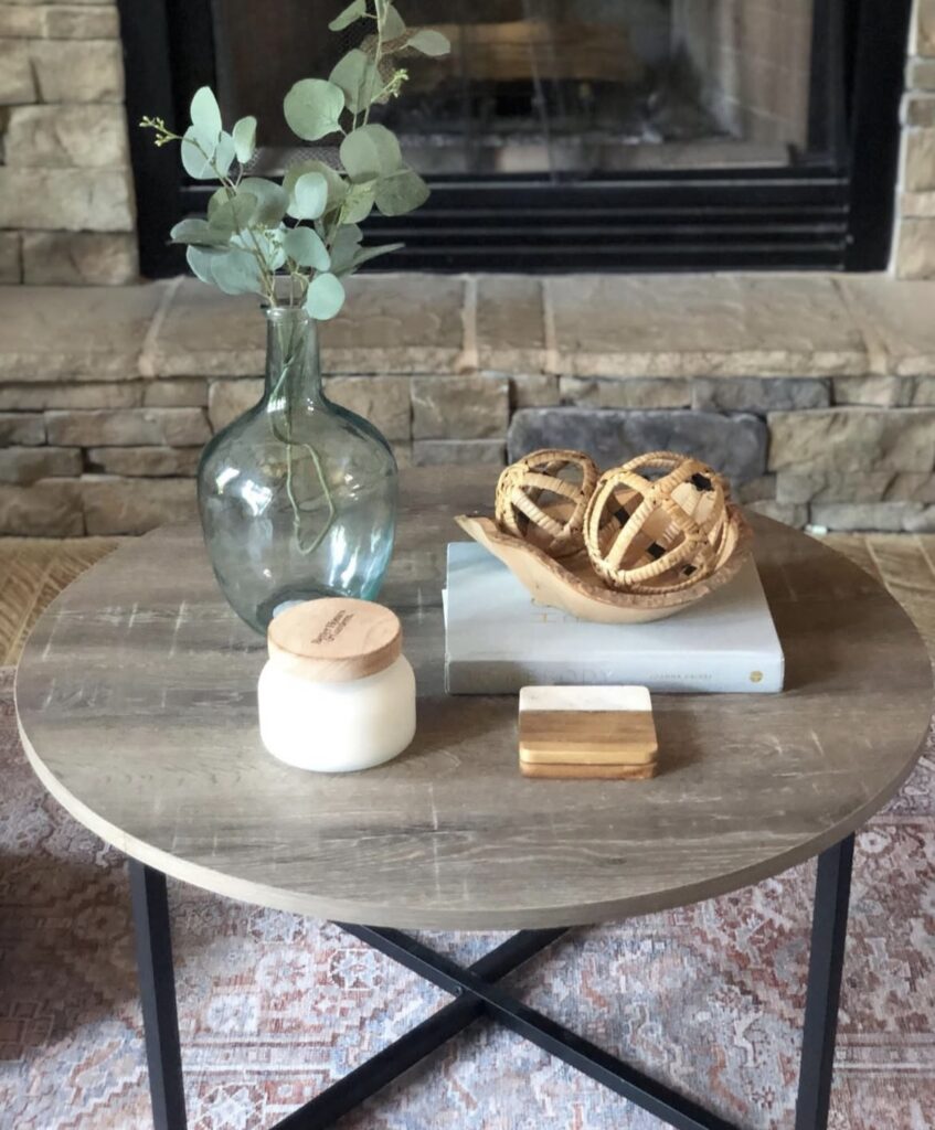A farmhouse coffee table.