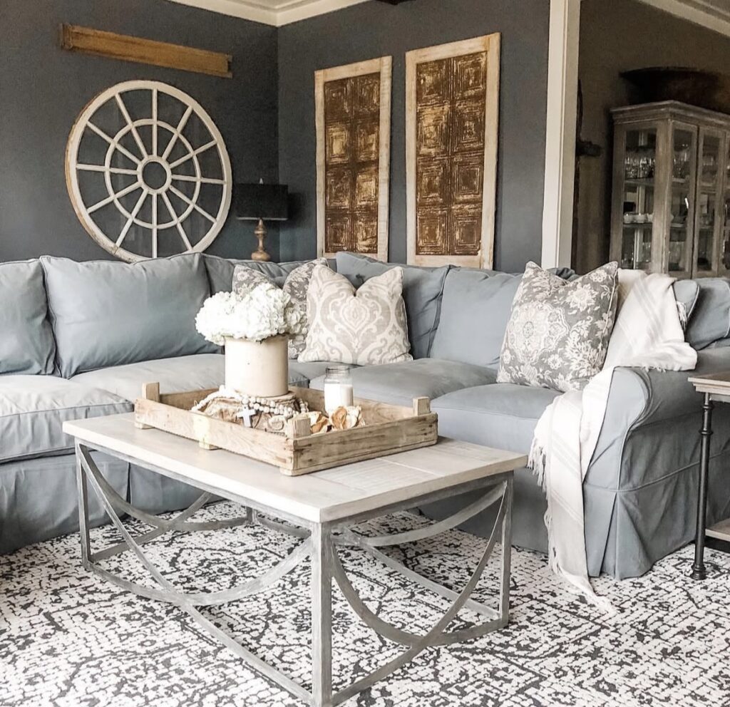 A farmhouse coffee table.