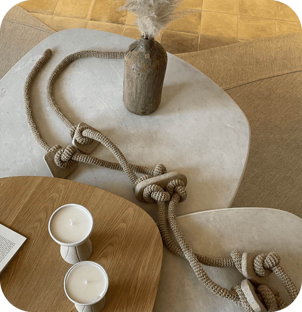 A farmhouse coffee table.