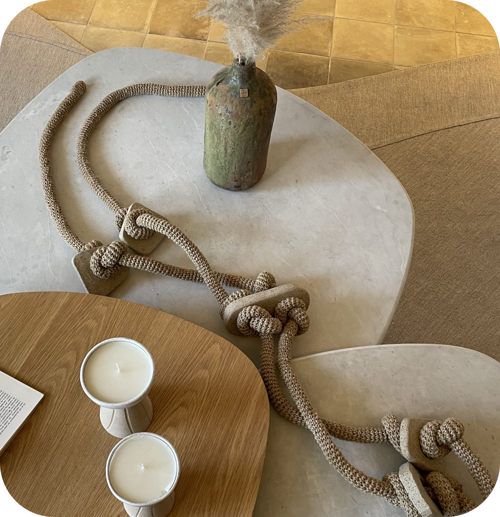 A farmhouse coffee table.