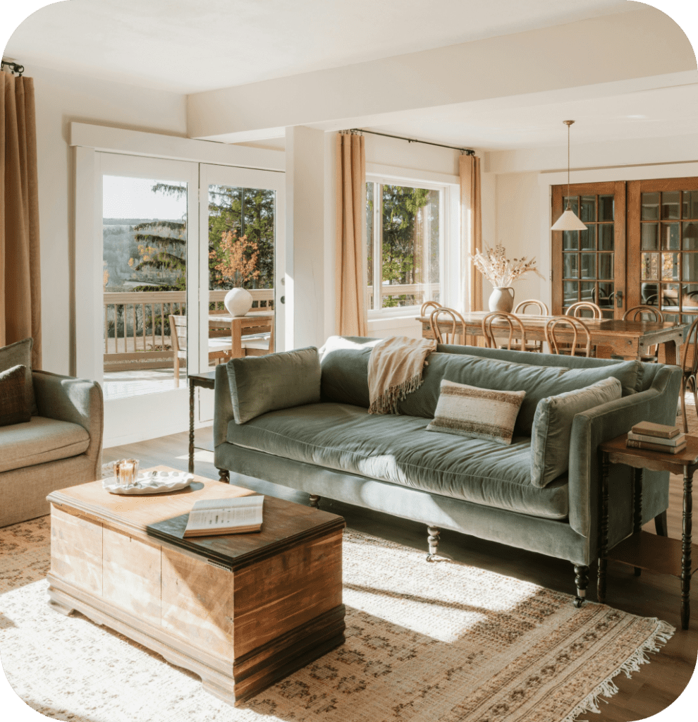 A farmhouse living room.