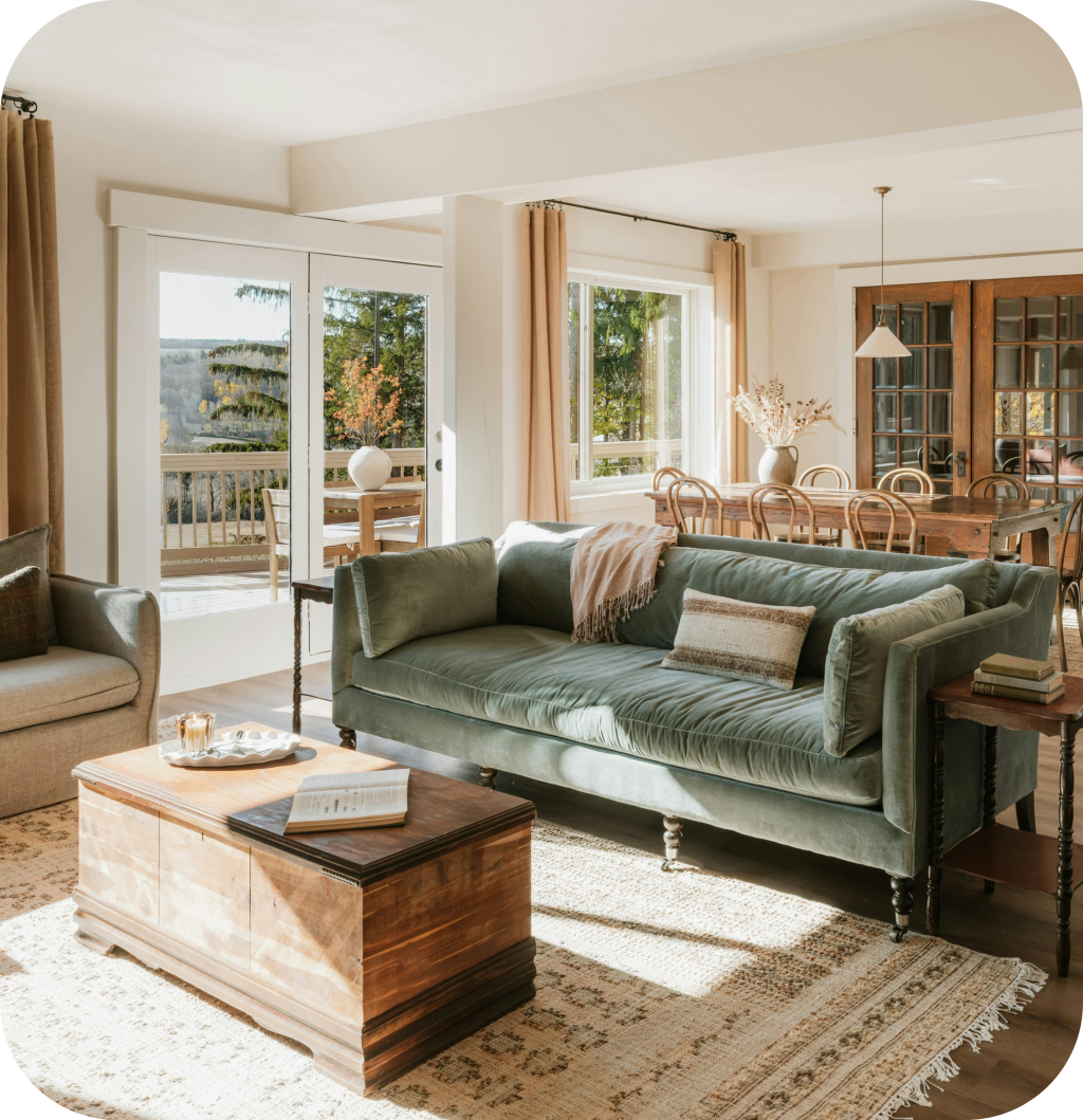 A farmhouse living room.