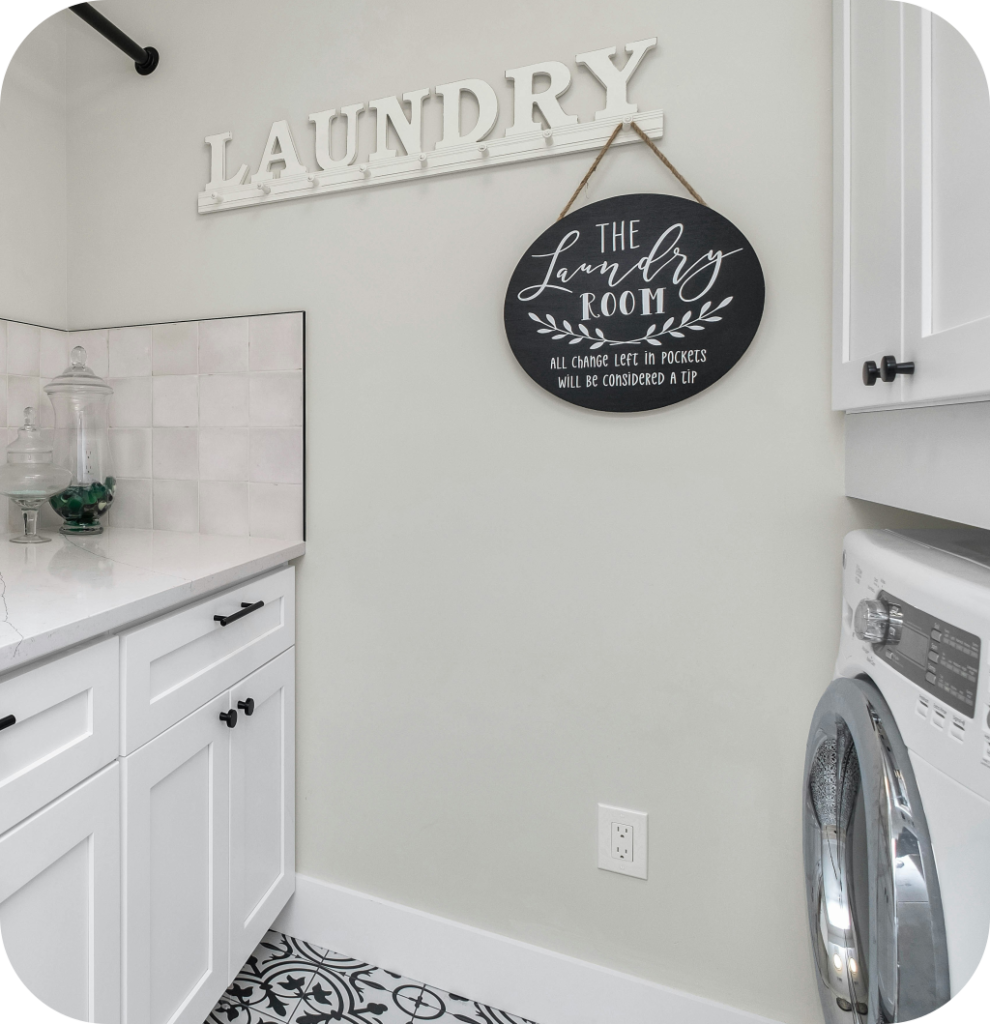 A farmhouse laundry room.