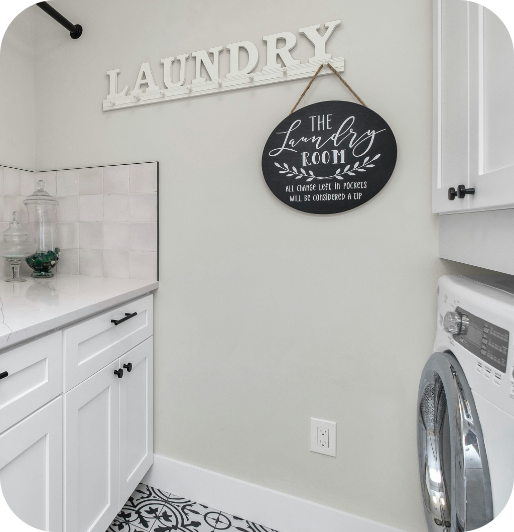 A farmhouse laundry room.