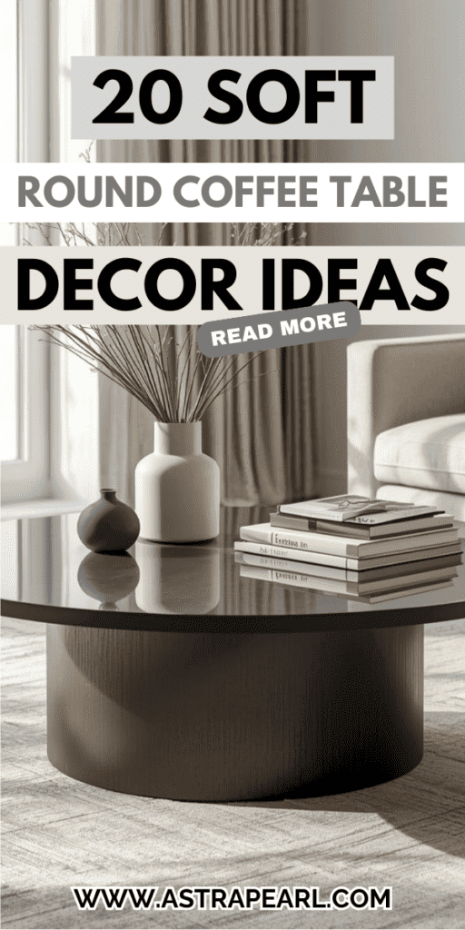 Pinterest Pin for round coffee table decor ideas.