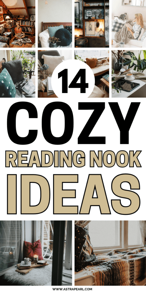 Pinterest Pin for how to decorate a reading nook.