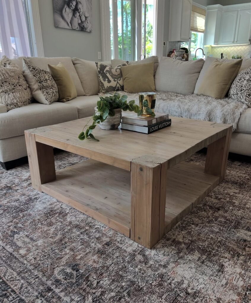 A rectangle coffee table decor.