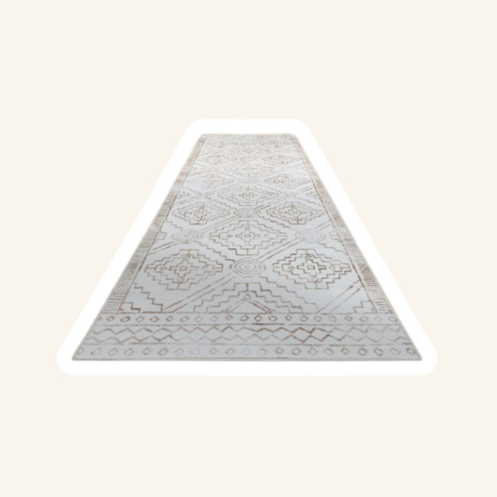 A modern kitchen rug.