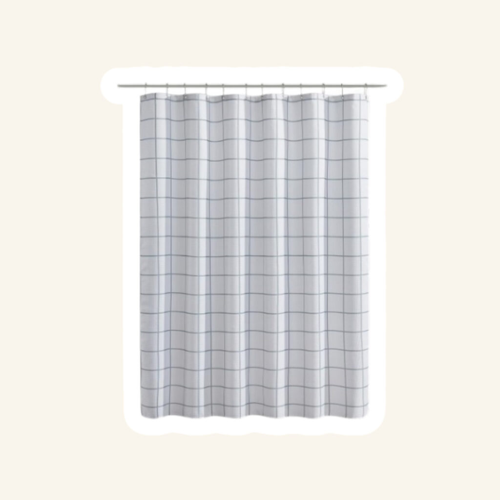 A small bathroom curtain.