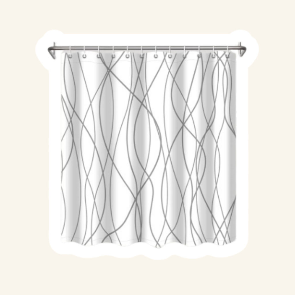 A small bathroom curtain.