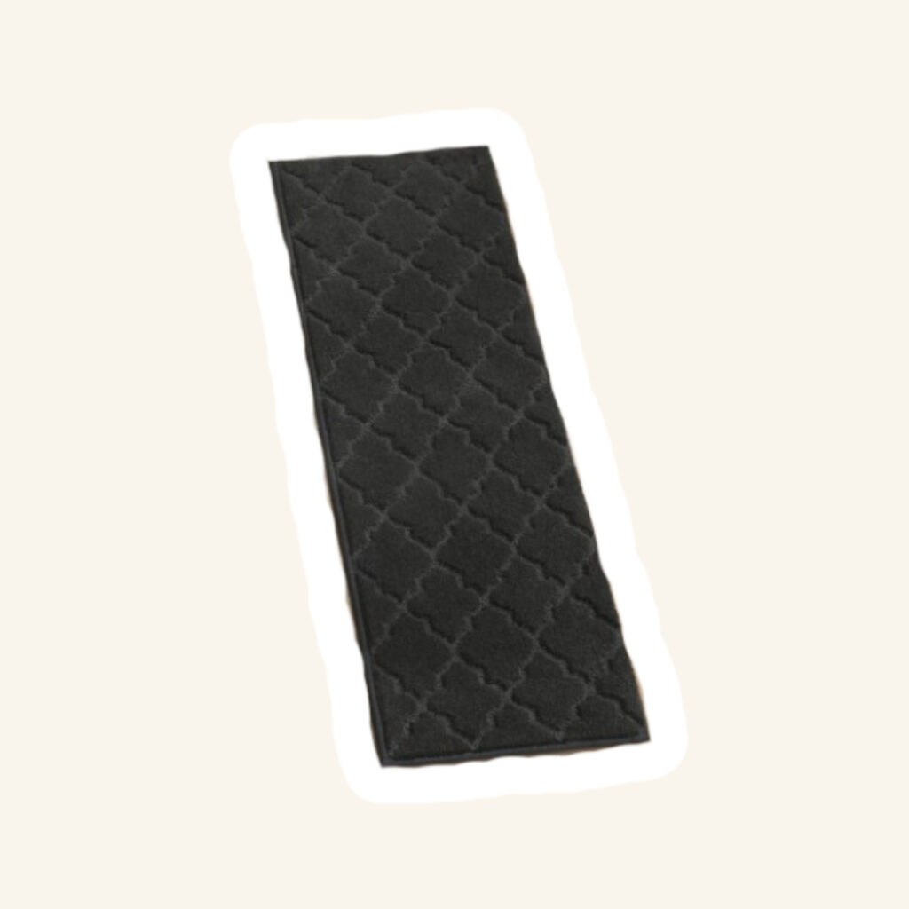 A modern kitchen rug.