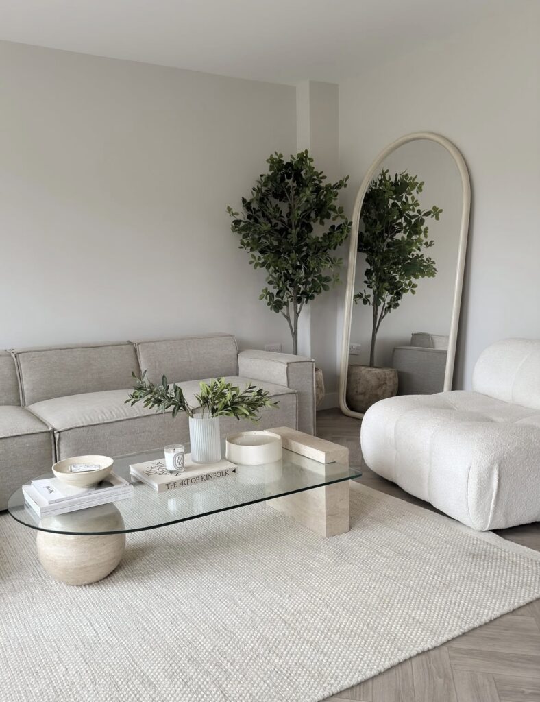 A neutral living room.