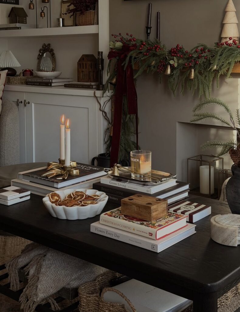 A rectangle coffee table decor.