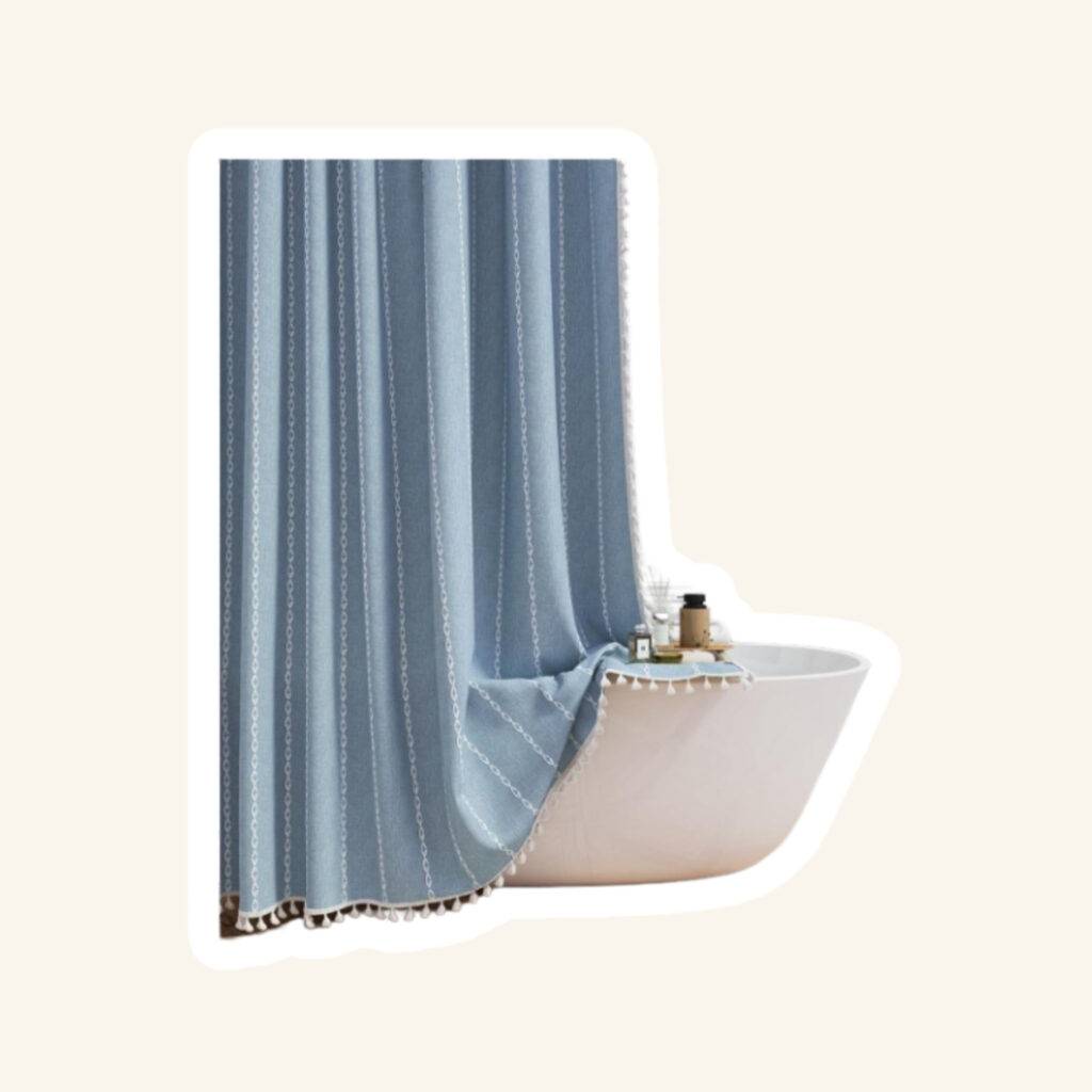 A small bathroom curtain.