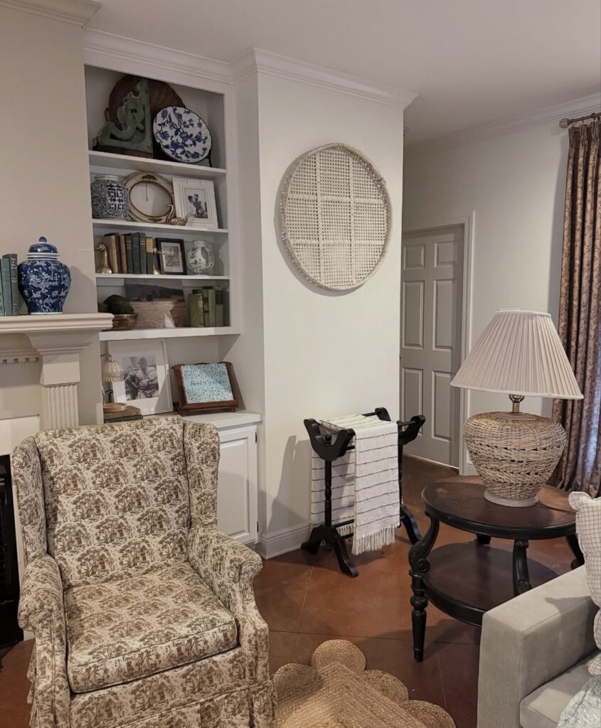 A Light Academia living room.