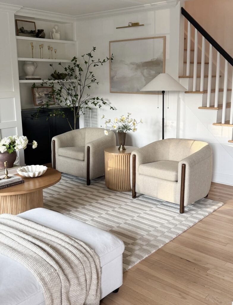 A neutral living room.