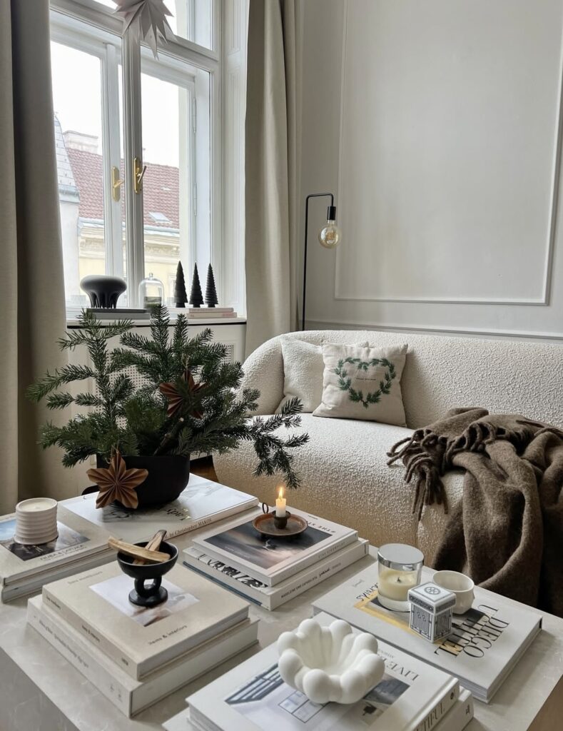 A rectangle coffee table decor.