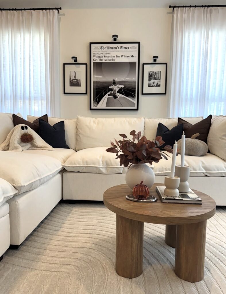 A round coffee table decor.