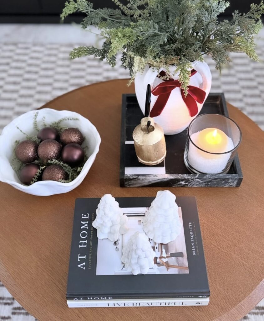 A round coffee table decor.