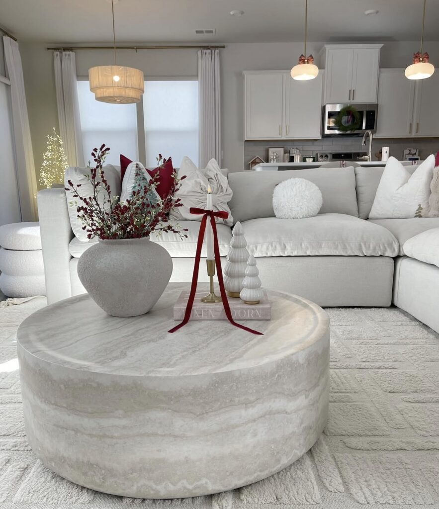 A round coffee table decor.