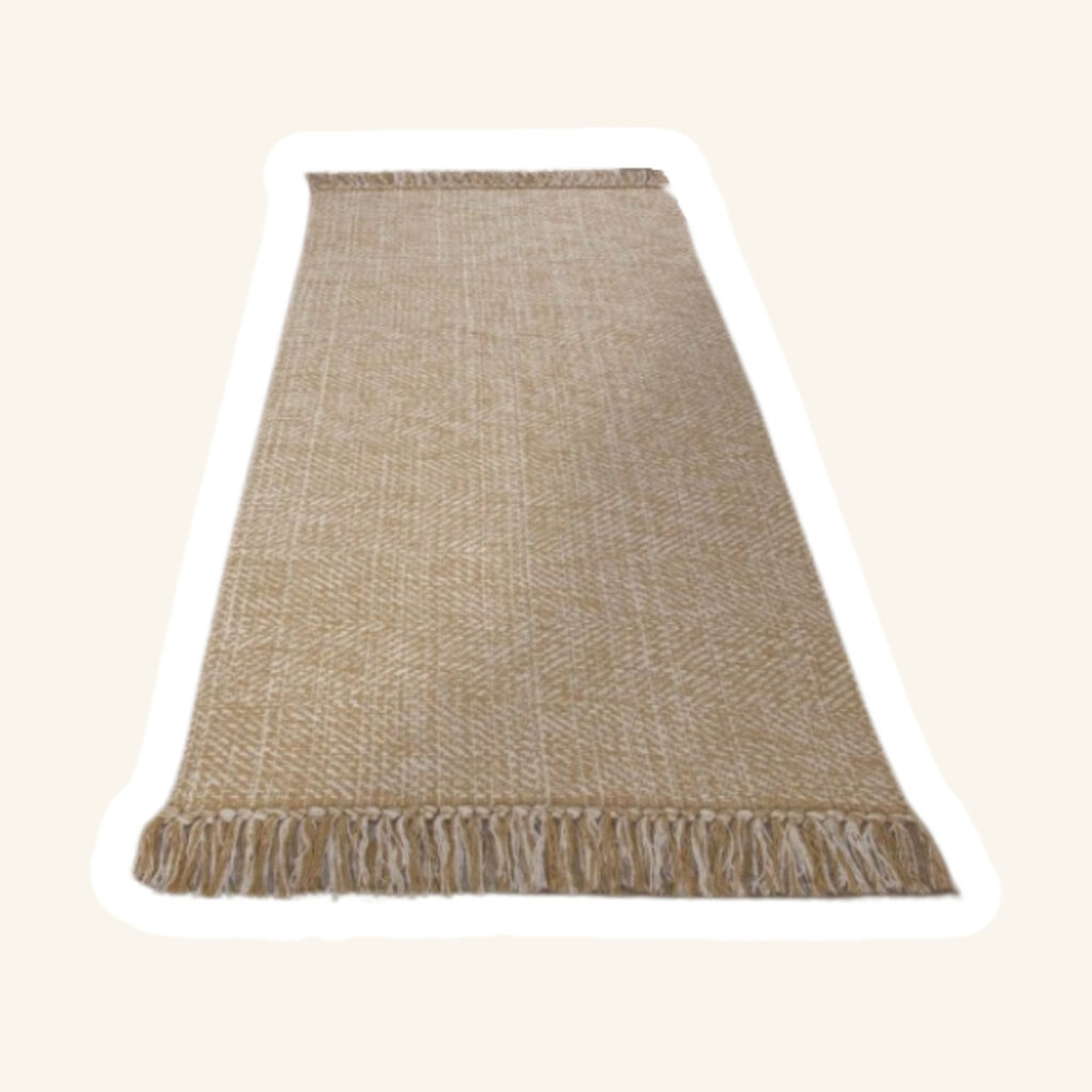 A modern kitchen rug.