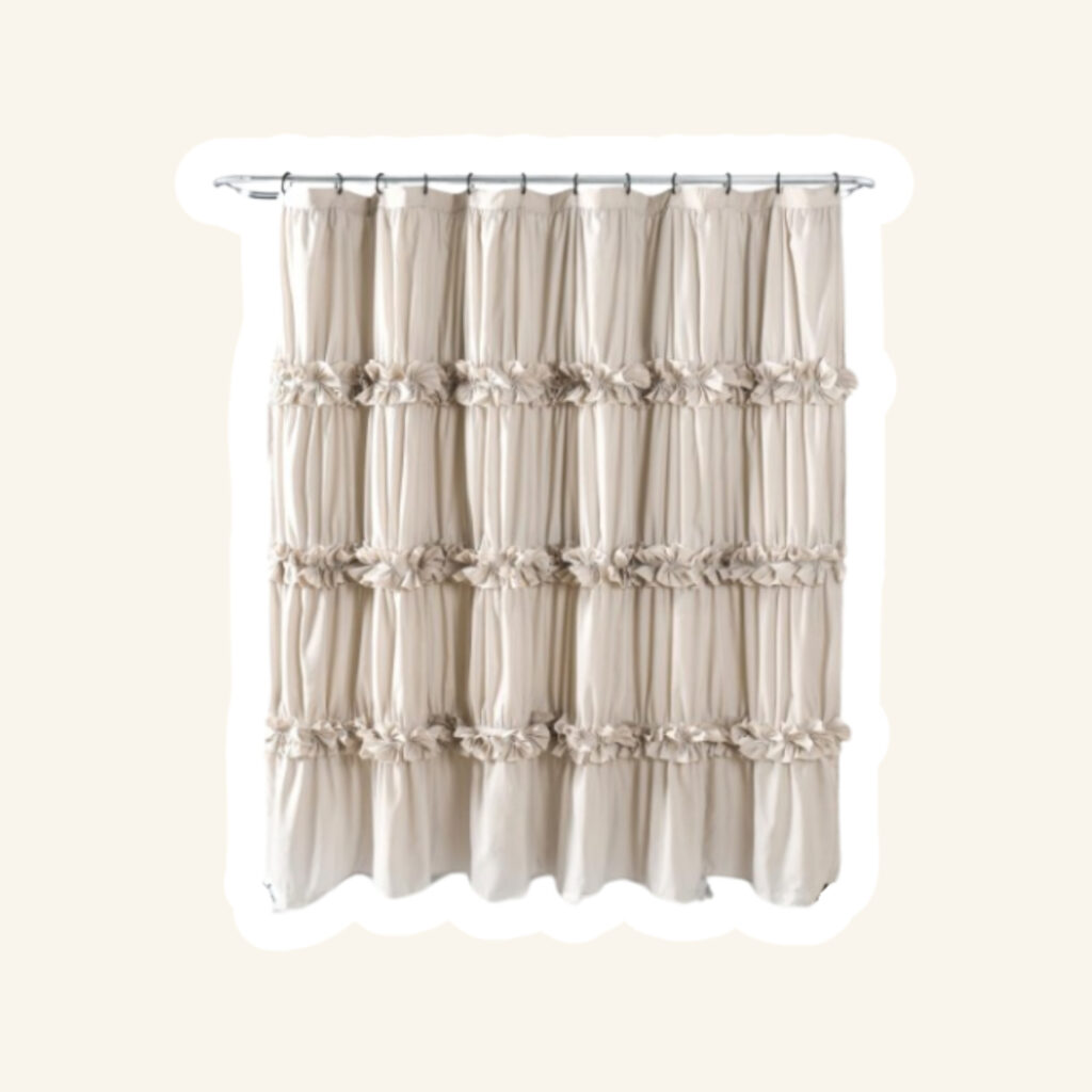 A small bathroom curtain.