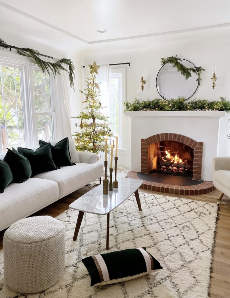 A mirror in a living room.