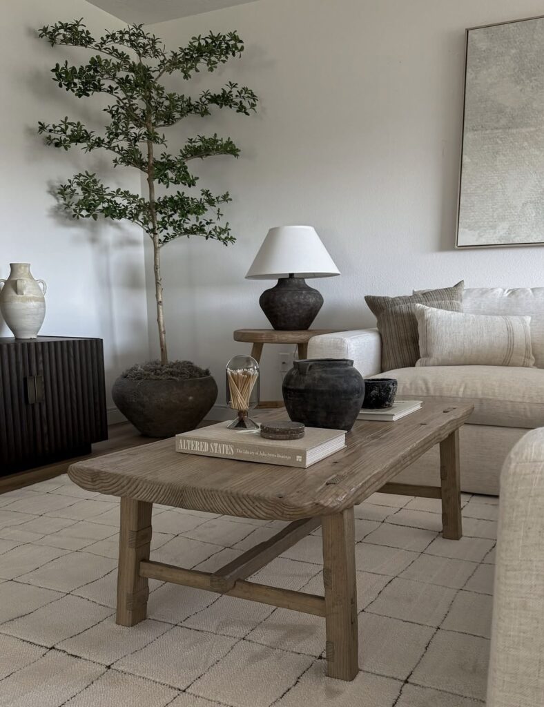 A neutral living room.