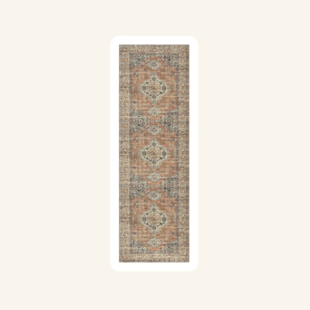 A modern kitchen rug.