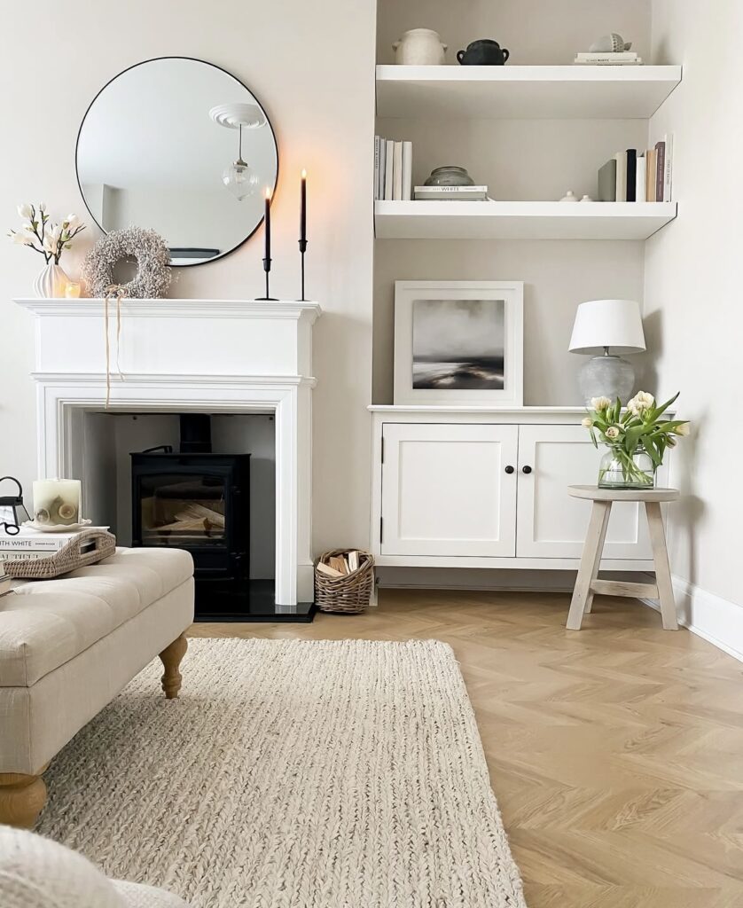 A neutral living room.