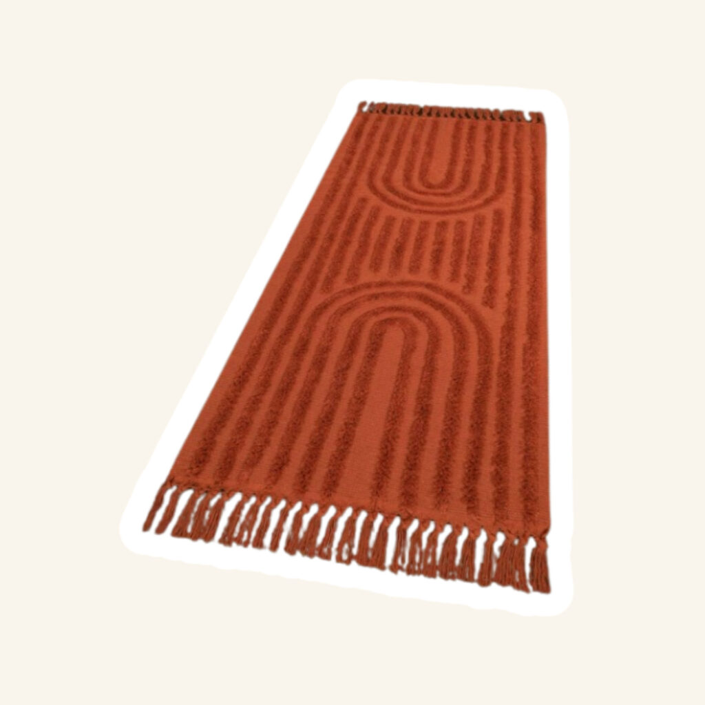 A modern kitchen rug.