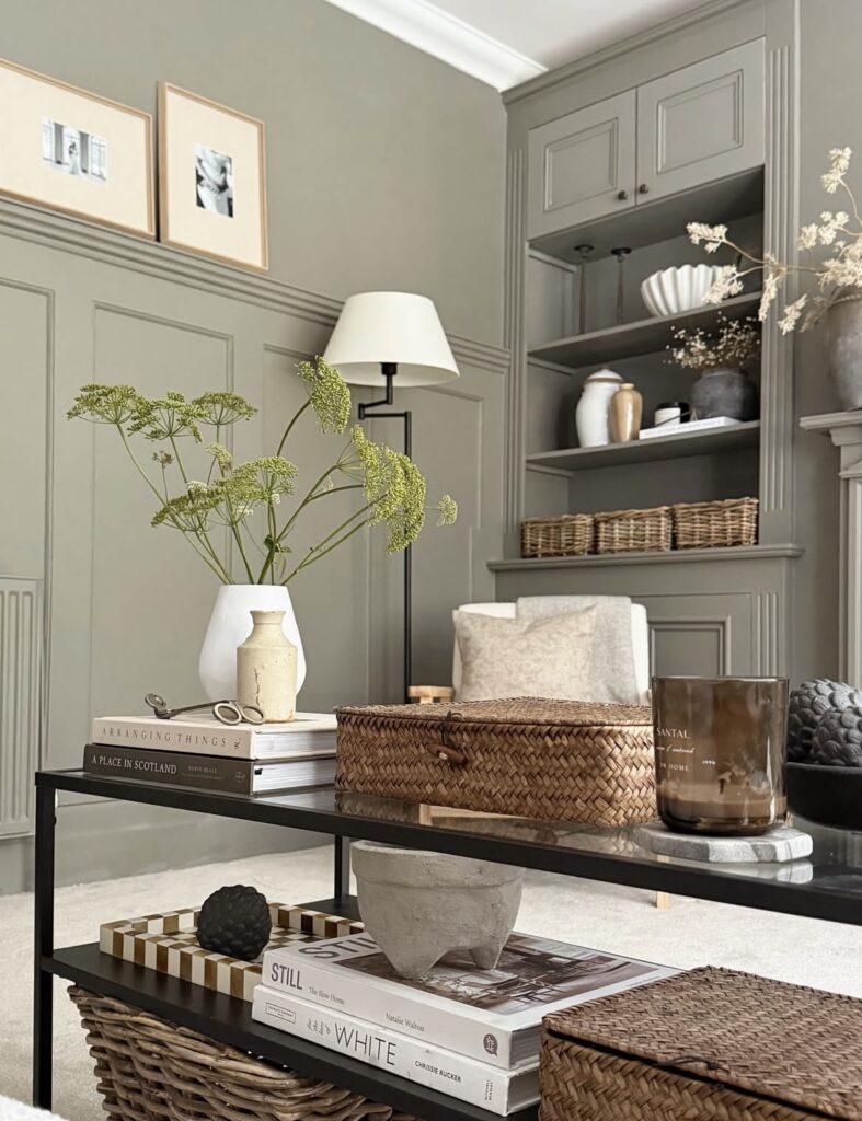 A rectangle coffee table decor.